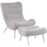 Cloud Accent Chair & Ottoman in Grey Sherpa Fabric & Wood